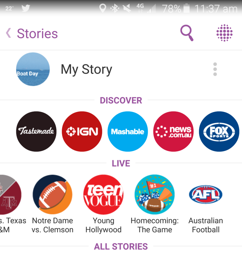 It was a surprise to see the AFL logo in the live story feed