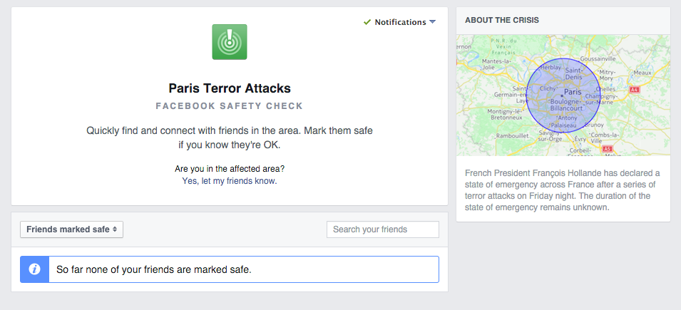 Facebook Safety Checkin